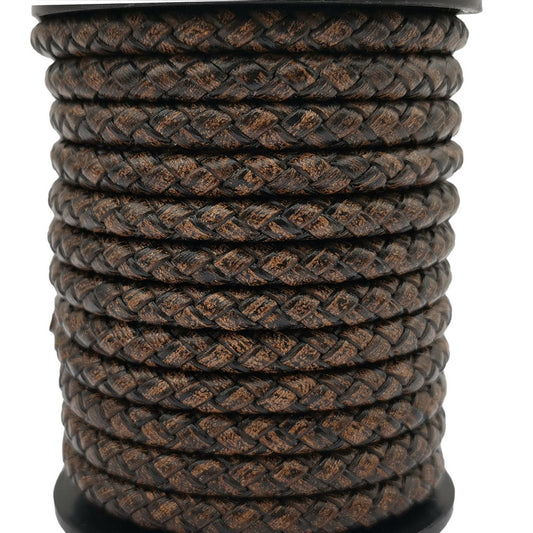 ShapesbyX 6 mm geflochtenes Leder-Bolo-Kordeln, geflochtenes Armband für tief verwitterte Farbe