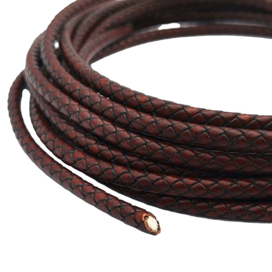 ShapesbyX Cordons Bolo en cuir tressé de 6 mm pour fabrication de bracelets tressés rouge marron antique
