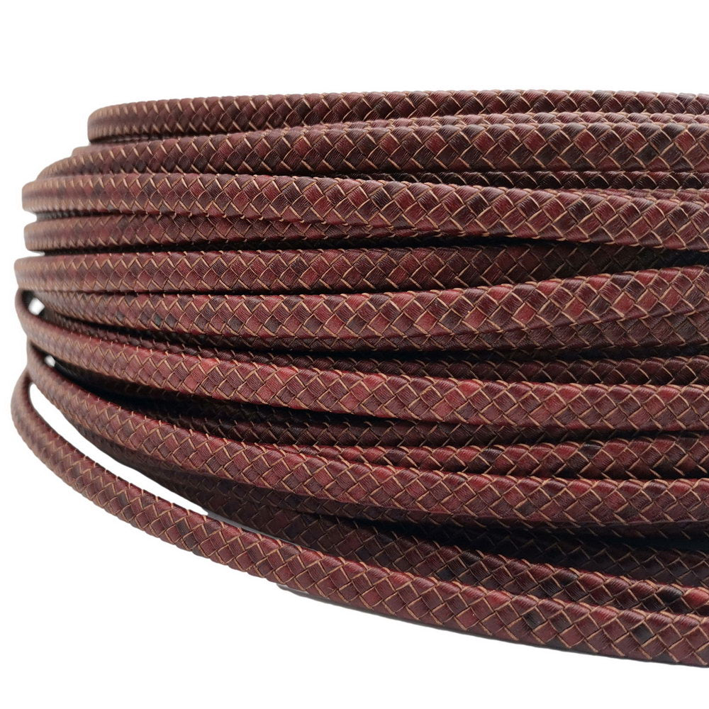 shapesbyX-7mmx3mm Braided Leather Bolo Cord 7mm Flat Leather Strap Distressed Brown