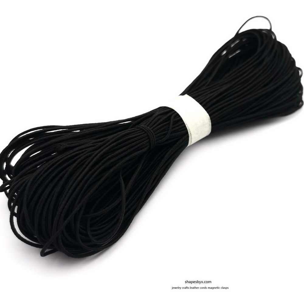 shapesbyX-0.8mm Round Elastic Cord Stretchy Cord Black