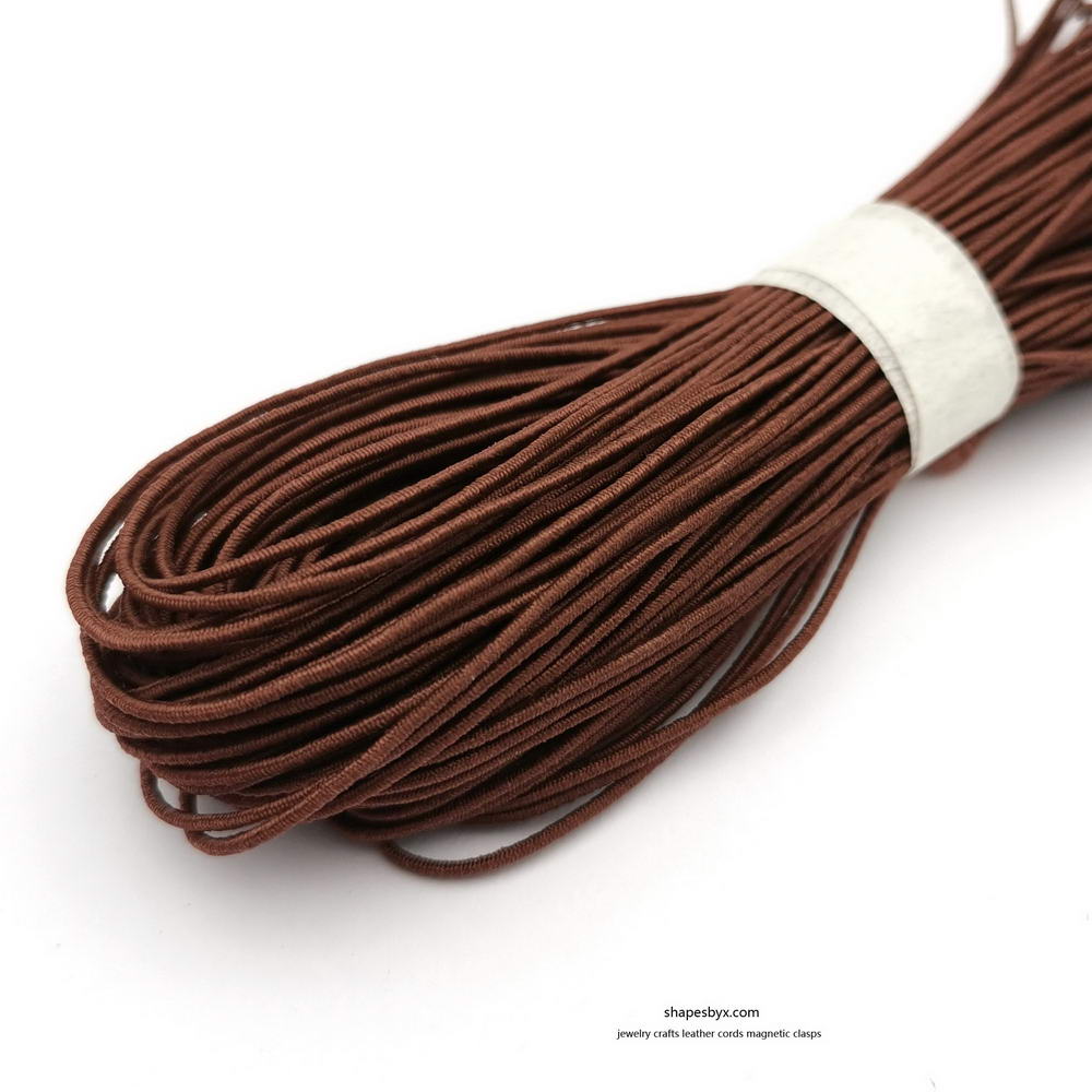 shapesbyX-0.8mm Round Elastic Cord Stretchy Cord Brown 50 Yards