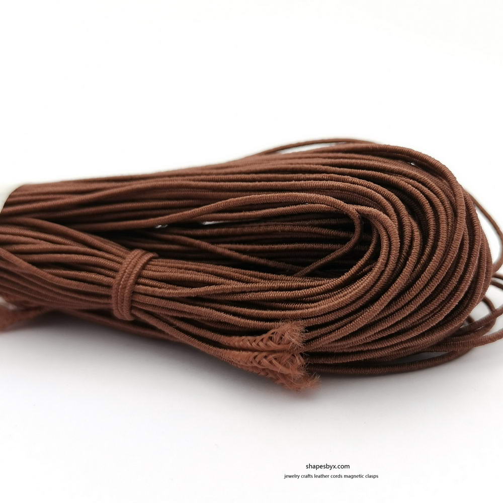 shapesbyX-0.8mm Round Elastic Cord Stretchy Cord Brown 50 Yards