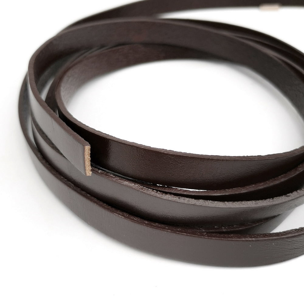 shapesbyX-10mmx2mm Leather Strap Flat Leather Strip Jewelry Making Watchband Dark Brown GF10M-100