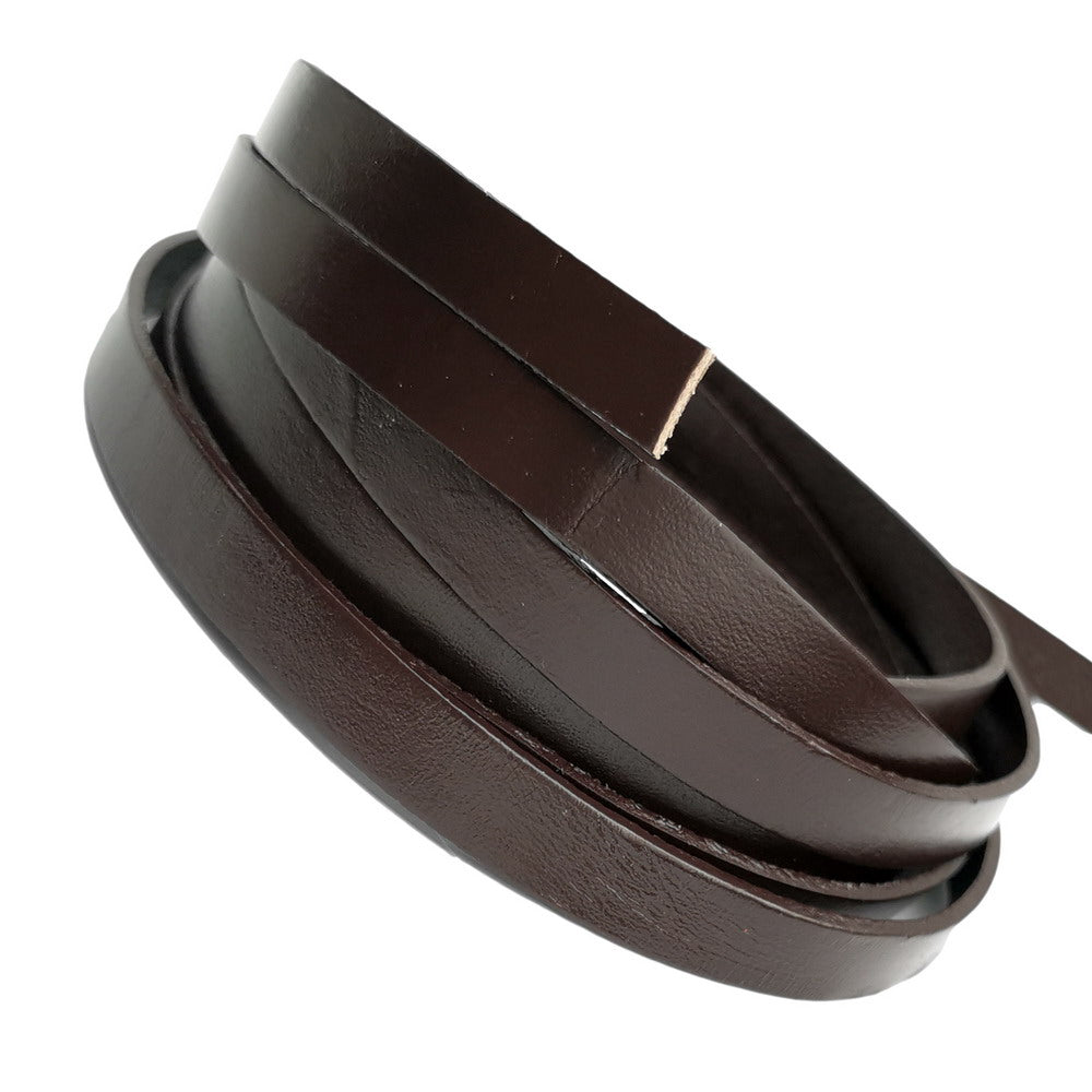 shapesbyX-10mmx2mm Leather Strap Flat Leather Strip Jewelry Making Watchband Dark Brown GF10M-100