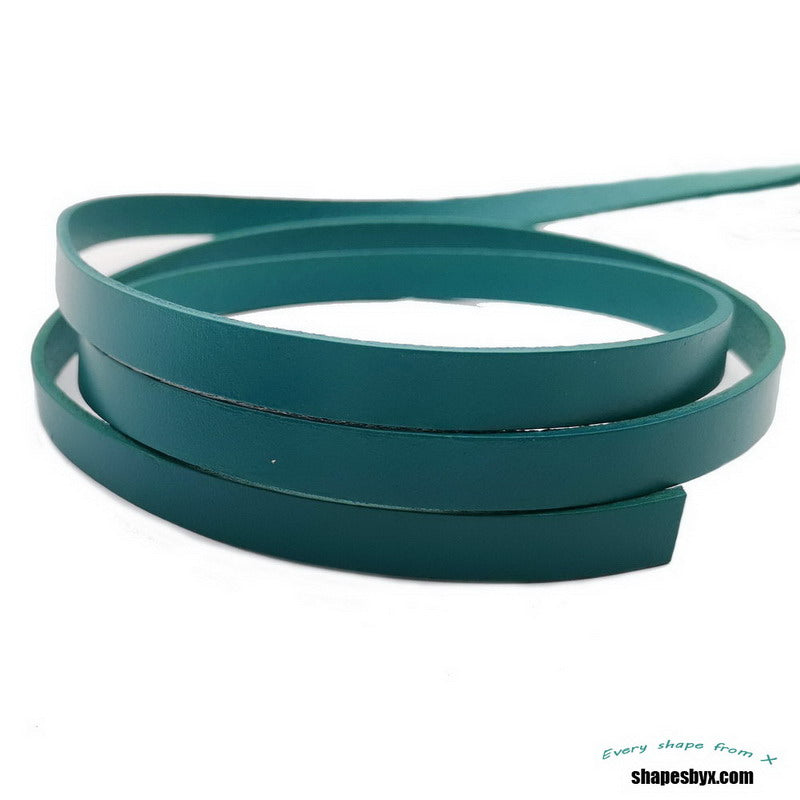 ShapesbyX-Teal Flat Leather Strip 10mmx2mm Genuine Leather Band Jewelry Making Bracelet or Decor