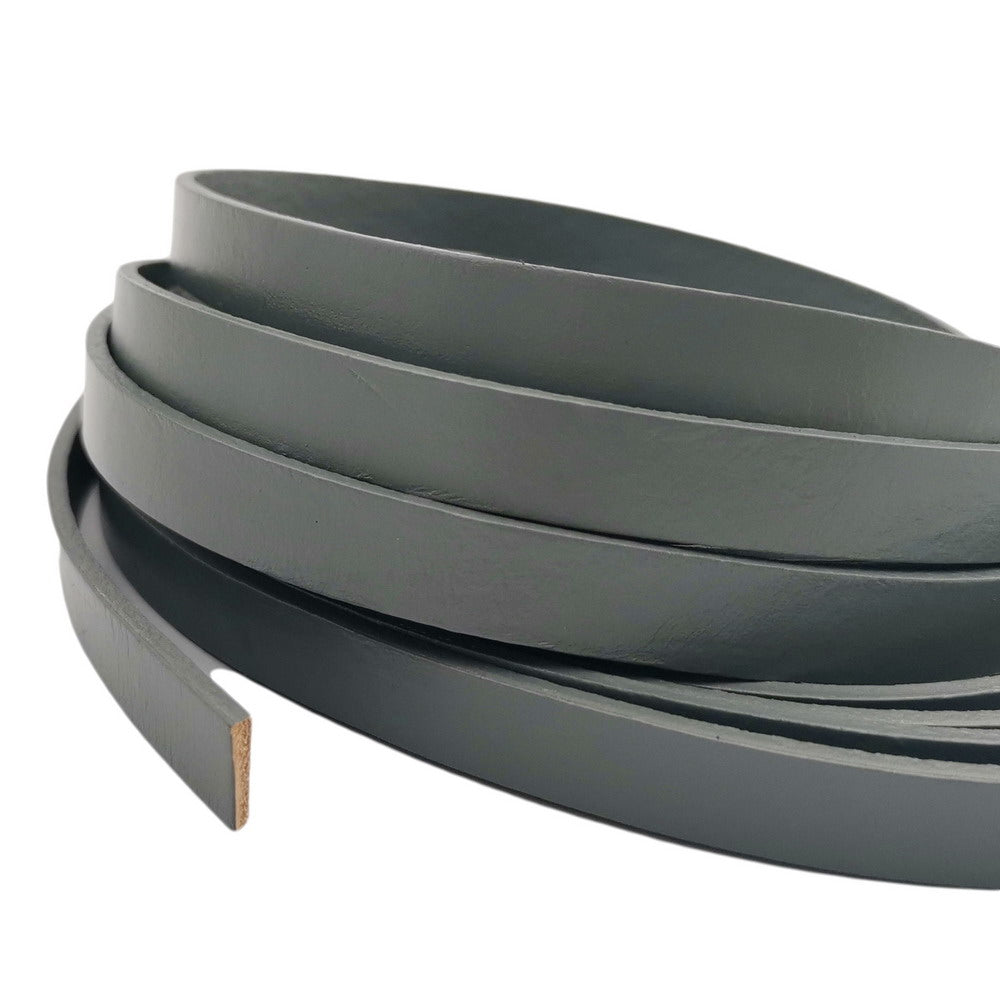 ShapesbyX-10 mm flacher Lederstreifen, 10 mm x 2 mm, Lederarmband für die Schmuckherstellung, Uhrenarmband, Grau