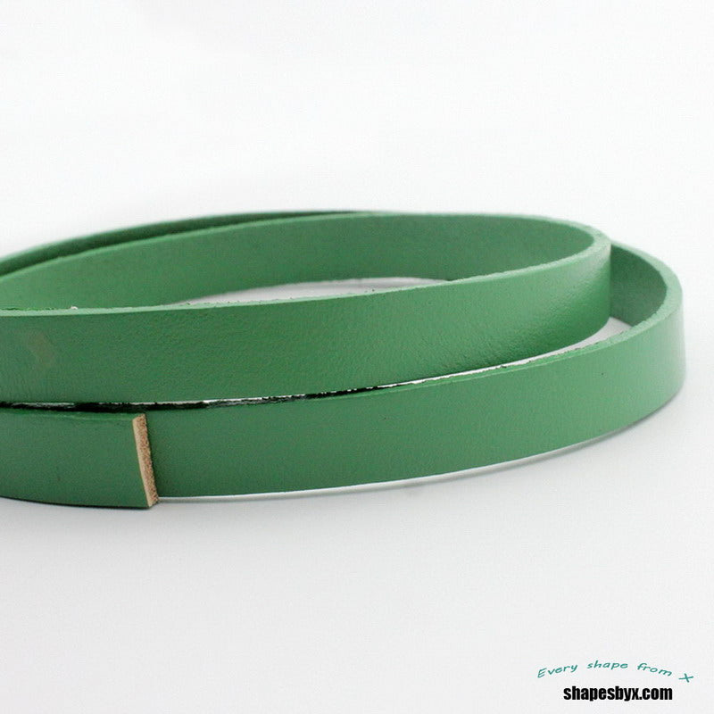shapesbyX-10mm Flat Leather Strip 10mmx2mm Leather Strap for Jewelry Making Watchband Green GF10M-77