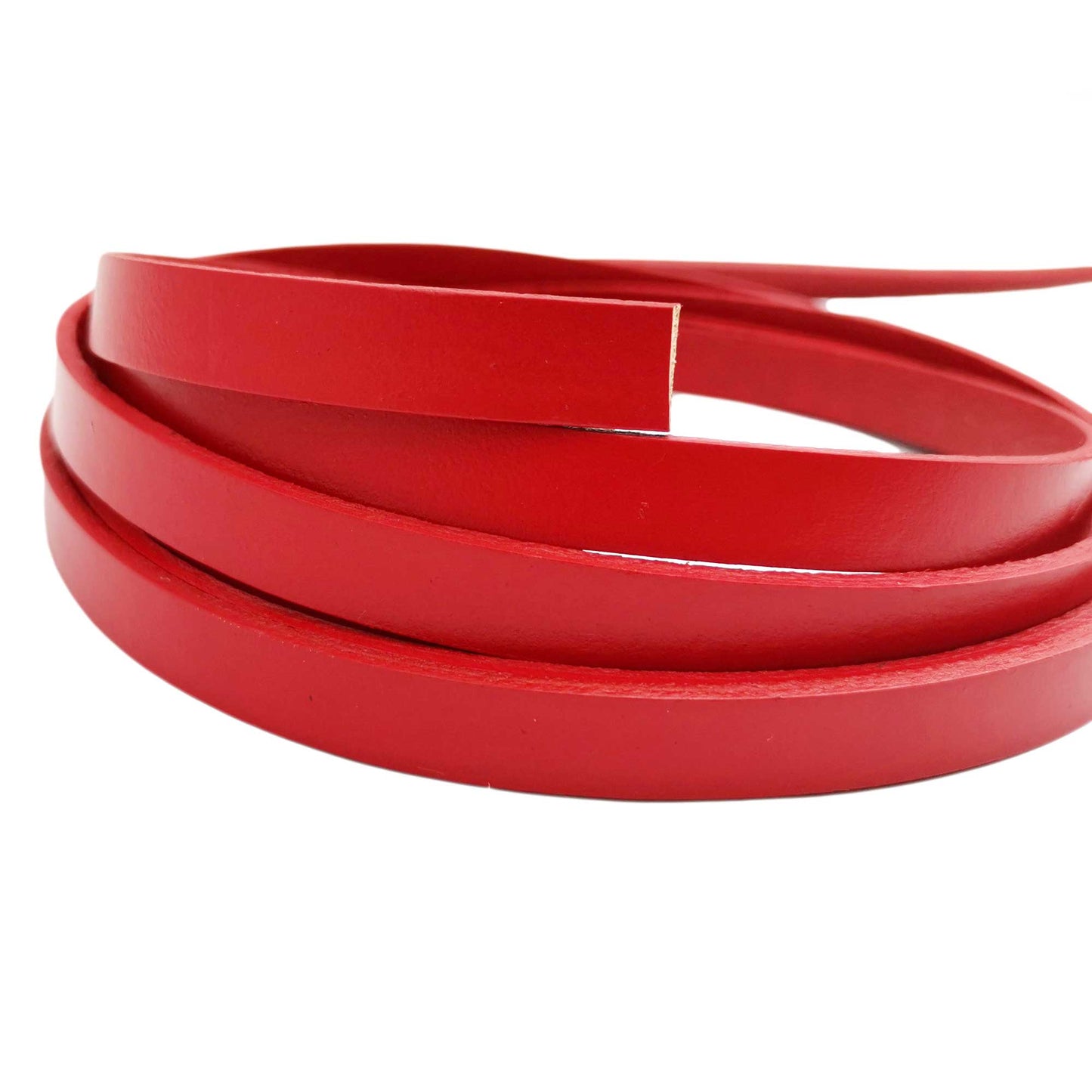 ShapesbyX-8mm Flat Leather Cord Red 8x2mm Leather Strip Genuine Leather Band