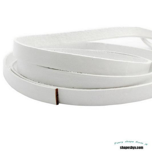 10mm White Leather Strap Flat Leather Strip Jewelry Making or Decor