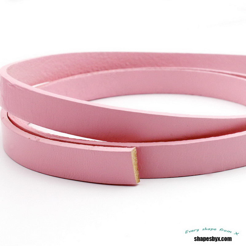 shapesbyX-11mm Pink Leather Strap Flat Leather Strip Jewelry Making Watchband GF10M-85-2