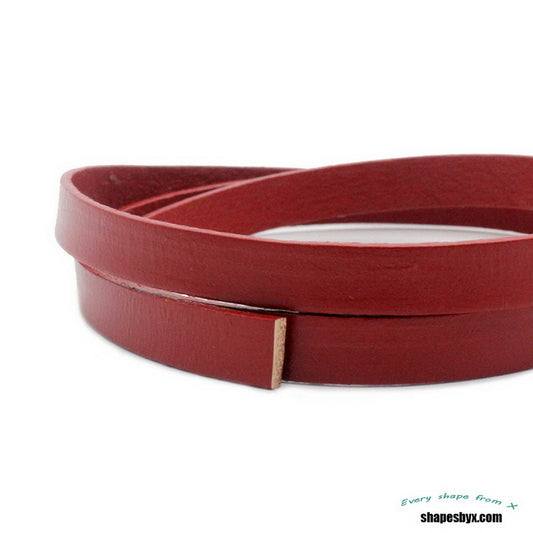 Bracelet Making Leather Strap 10mm Flat Leather Strip Hawthorn Darker Red 