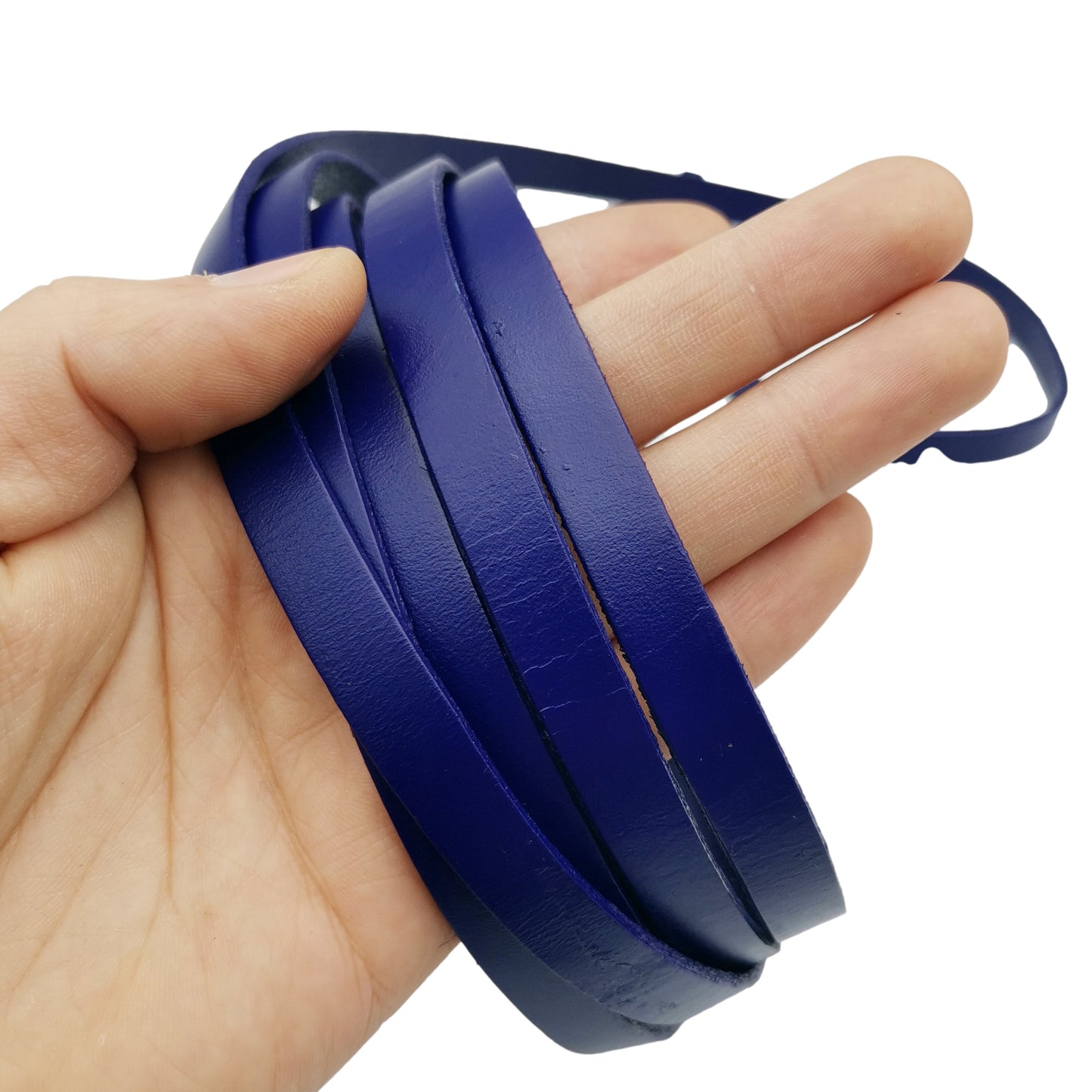 shapesbyX-10mm Flat Leather Strip Royal Blue 10x2mm Genuine Leather Band GF10M115