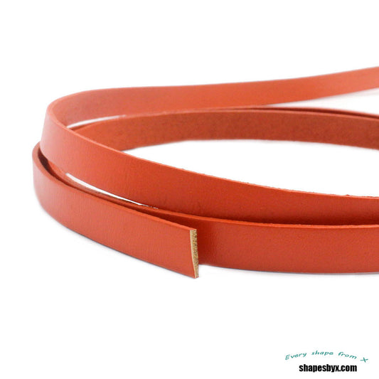 10mm Flat Leather Strip Orange 10mmx2mm Genuine Leather Band