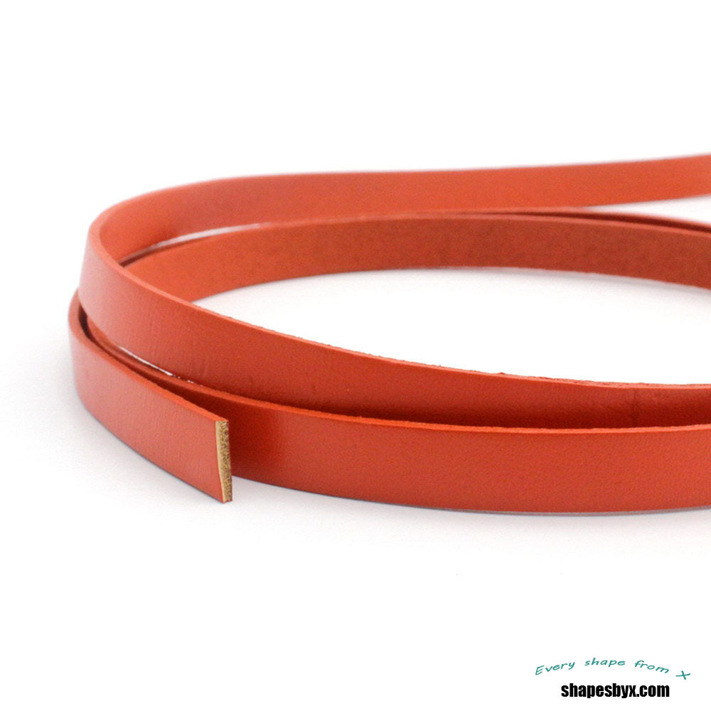 ShapesbyX-10mm Flacher Lederstreifen Orange 10mmx2mm Echtlederband GF10M116