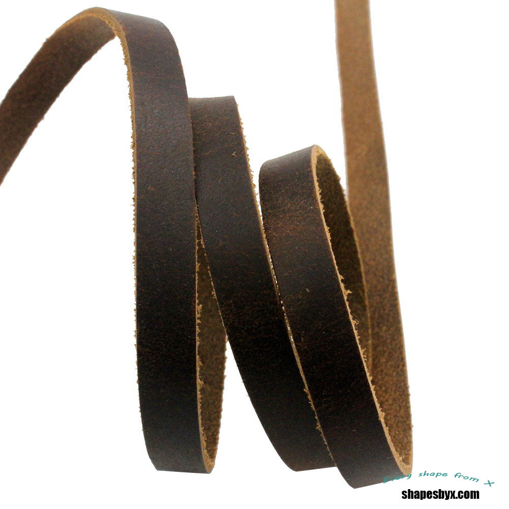 shapesbyX-10mm Flat Leather Strip Crazy Horse 10mmx2mm Genuine Leather Band GF10M126-2