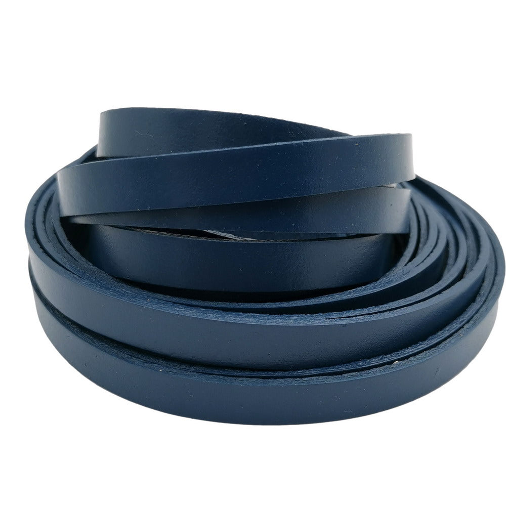 Marineblauer, flacher Lederstreifen, 10 mm x 2 mm, echtes Lederband, Schmuckherstellung, Armband oder Dekor