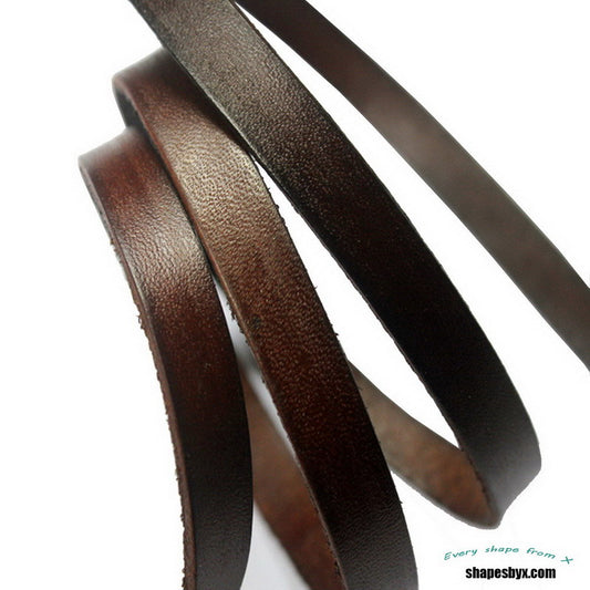 10mm flat leather strip distressed dark brown 10x2mm leather band watchband