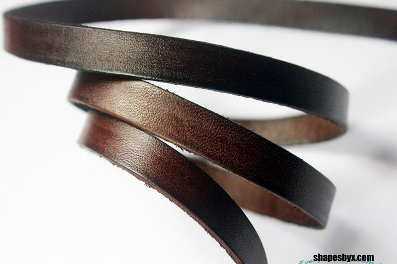 Distressed Dark Brown Flat Leather Strip 10mmx2mm Genuine Leather Band Jewelry Making Bracelet or Decor