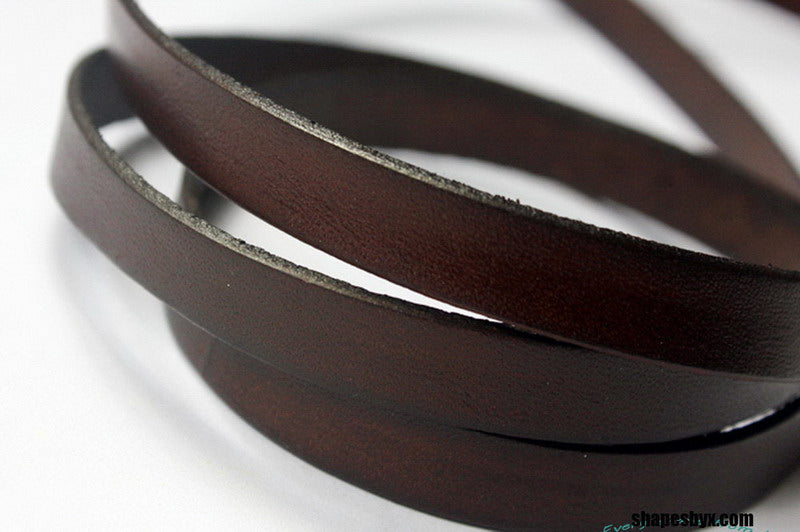 Bande de cuir plat marron foncé en détresse, 10mm x 2mm, bracelet en cuir véritable, fabrication de bijoux, Bracelet ou décor