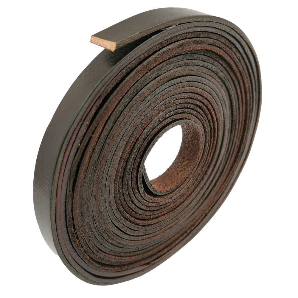 Distressed Dark Brown Flat Leather Strip 10mmx2mm Genuine Leather Band Jewelry Making Bracelet or Decor