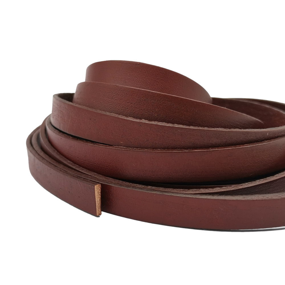 ShapesbyX-Kastanienbrauner flacher Lederstreifen, 10 mm x 2 mm, echtes Lederband, Schmuckherstellung, Armband oder Dekoration