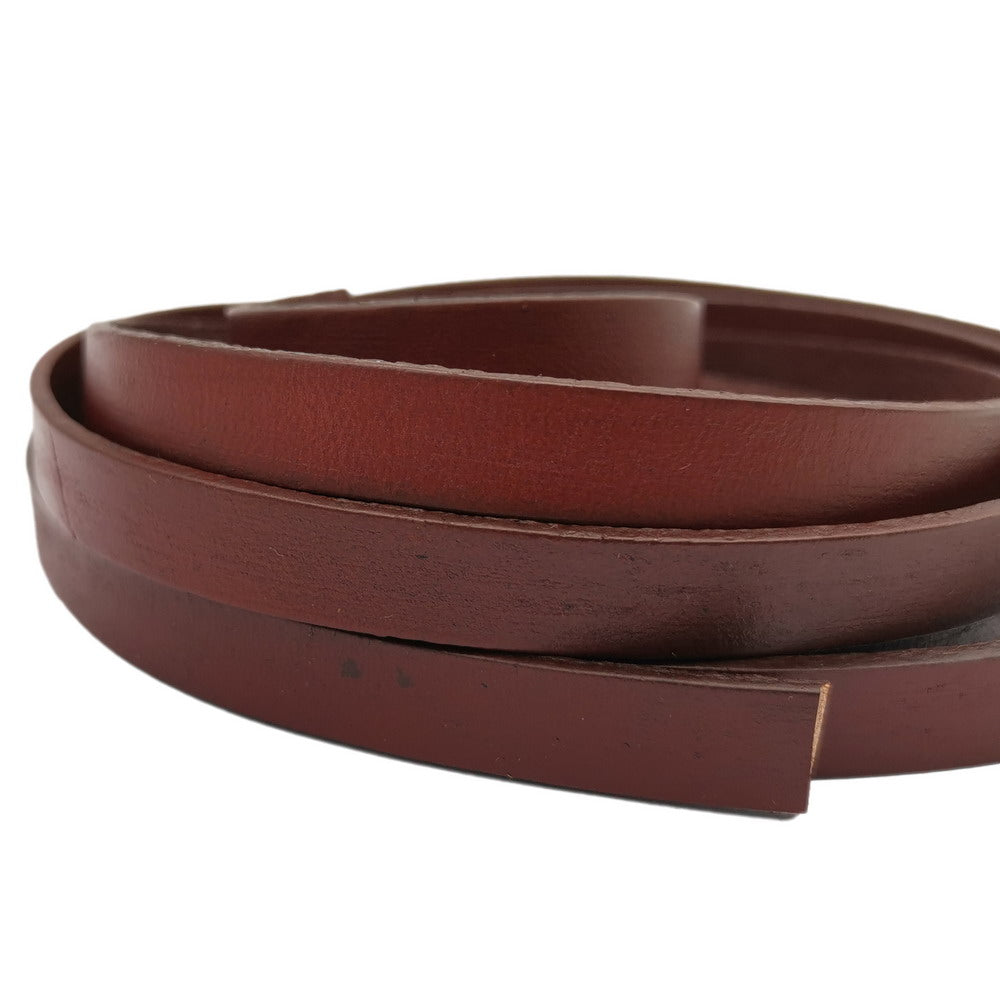 ShapesbyX-Kastanienbrauner flacher Lederstreifen, 10 mm x 2 mm, echtes Lederband, Schmuckherstellung, Armband oder Dekoration