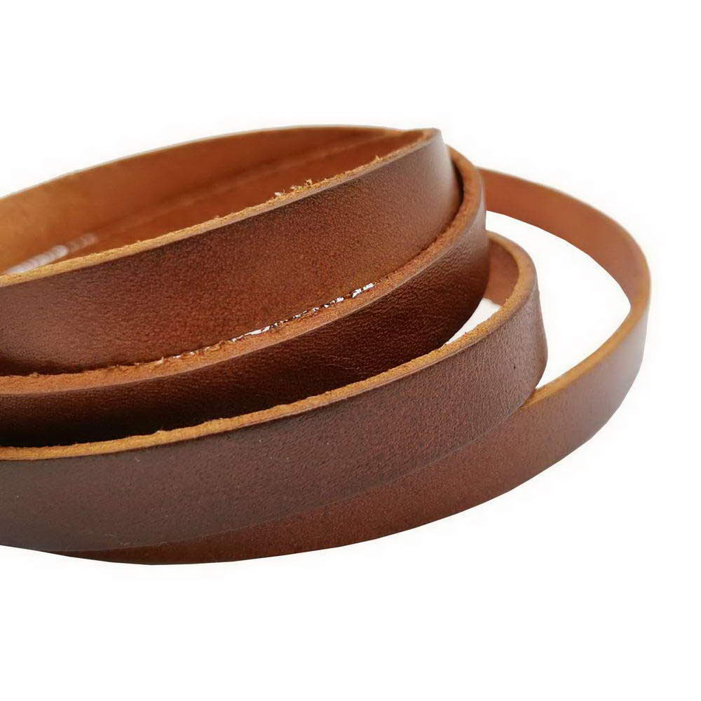 Distressed Red Brown Flat Leather Strip 10mm Genuine Leather Band Jewelry Making Bracelet or Decor