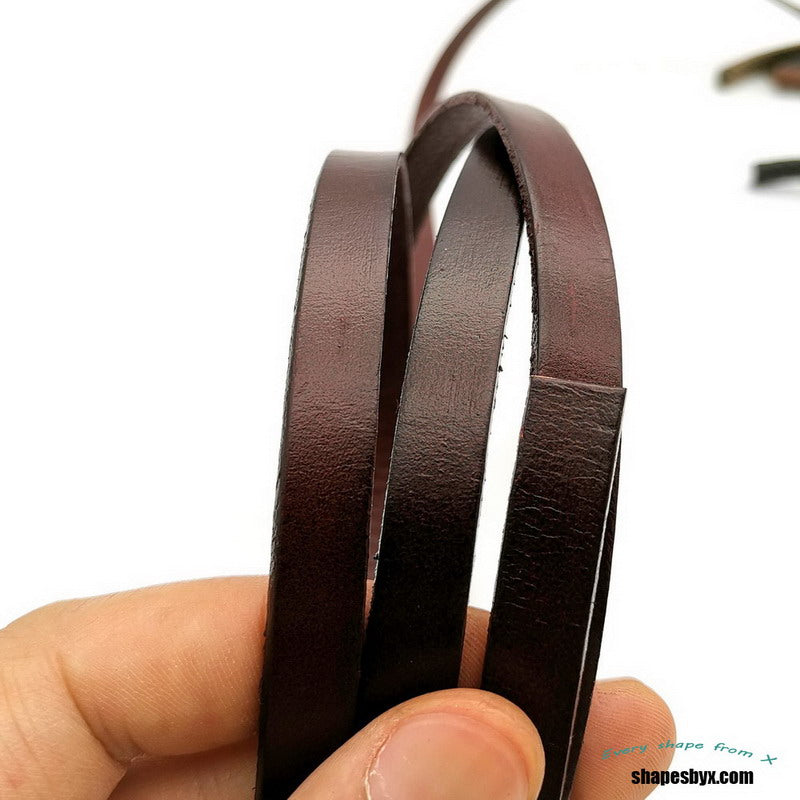 Distressed Brown Flat Leather Strip 10mmx2mm Genuine Leather Band Jewelry Making Bracelet or Decor