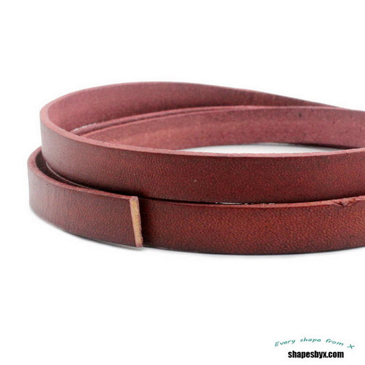 Distressed Red Real Leather Band 10mm Flat Leather Strip Bracelet Making or Decor 10x2mm