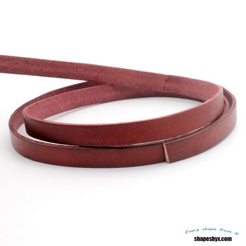 Distressed Red Real Leather Band 10mm Flat Leather Strip Bracelet Making or Decor 10x2mm