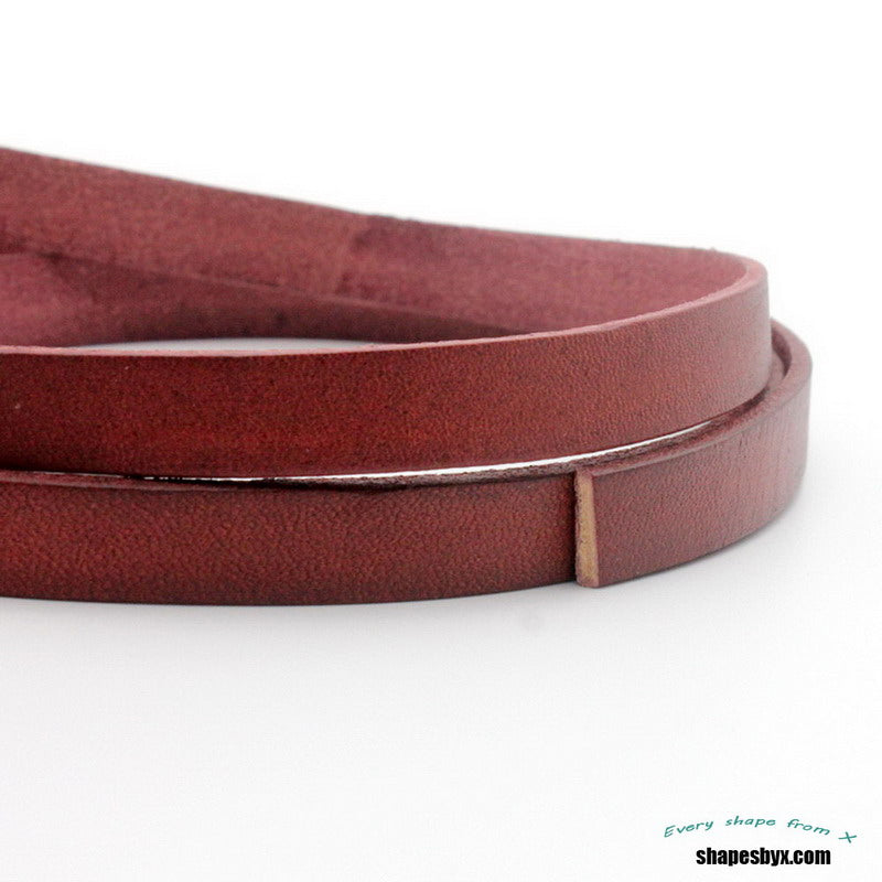 Distressed Red Real Leather Band 10mm Flat Leather Strip Bracelet Making or Decor 10x2mm