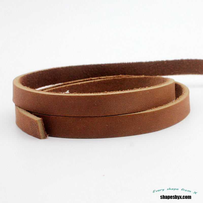 ShapesbyX-Rustic Red Brown Real Leather Band 10mm Flat Leather Strip Bracelet Making or Decor 10x2mm