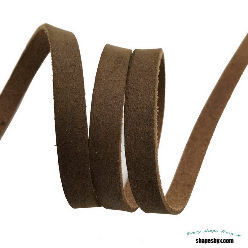 Rustikales braunes Echtlederband, 10 mm, flaches Lederband, zur Herstellung oder Dekoration von Armbändern, 10 x 2 mm