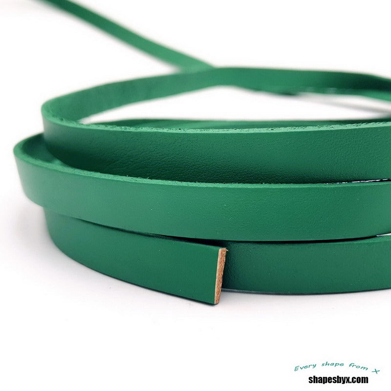 Turquoise Green Flat Leather Band 10mm Genuine Leather Strip 10x2mm