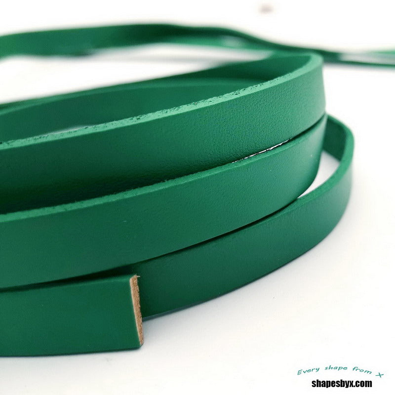 ShapesbyX-Turquoise Green Flat Leather Band 10mm Genuine Leather Strip 10x2mm