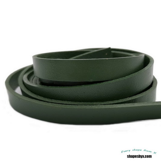 Dark Green Olive Flat Leather Band 10mm Genuine Leather Strip 10x2mm