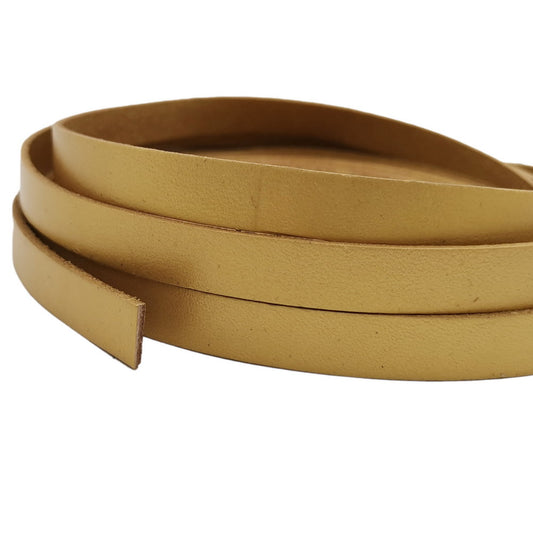 ShapesbyX Bracelet en cuir doré 10 mm x 2 mm Bande plate en cuir pour fabrication de bijoux