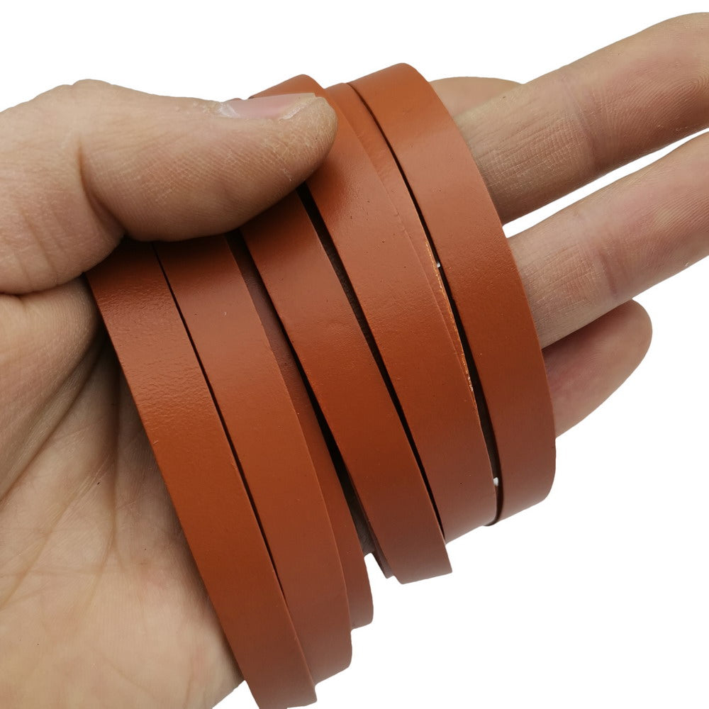 ShapesbyX-bande de cuir plate marron 10mm x 2mm, bracelet en cuir véritable pour la fabrication de bijoux