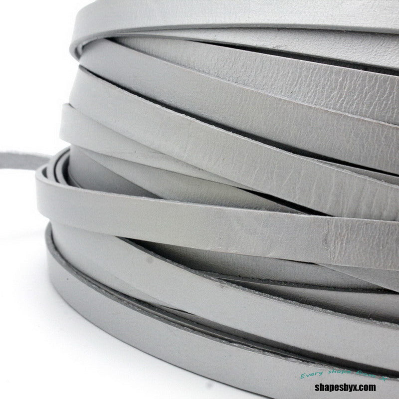 ShapesbyX-10 mm flacher Lederstreifen, 10 mm x 2 mm, Lederarmband für die Schmuckherstellung, Armband, Silber, GF10M72-3