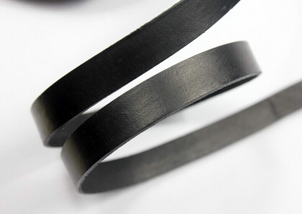 15mm Flat Leather Strip 15x2mm Genuine Leather Band 2mm Thick Black