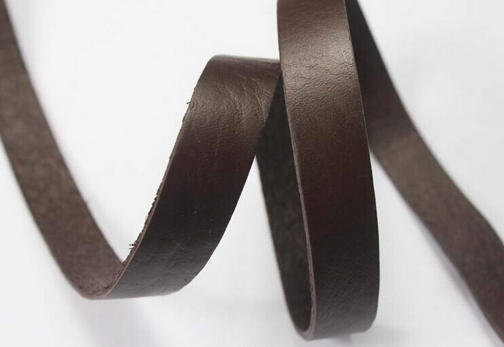 15mm Flat Leather Strip 15x2mm Genuine Leather Band 2mm Thick Dark Brown