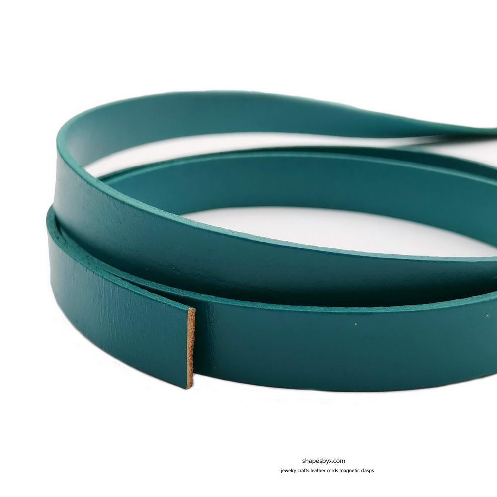 15mm Flat Leather Strip 15x2mm Genuine Leather Band 2mm Thick Teal