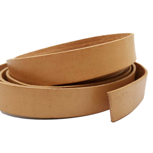 shapesbyX-18mm Flat Leather Strip 18x2mm Genuine Leather Band 2mm Thick Tan Natural