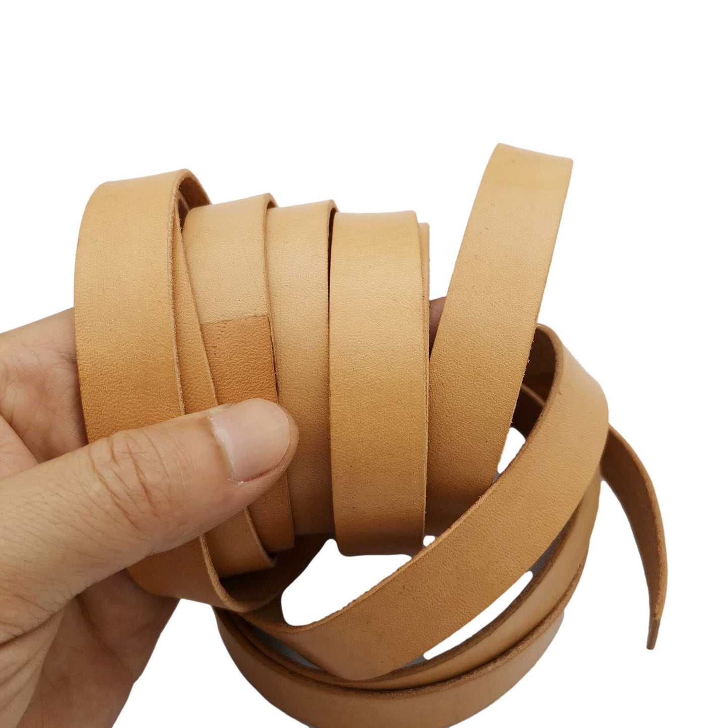 shapesbyX-18mm Flat Leather Strip 18x2mm Genuine Leather Band 2mm Thick Tan Natural