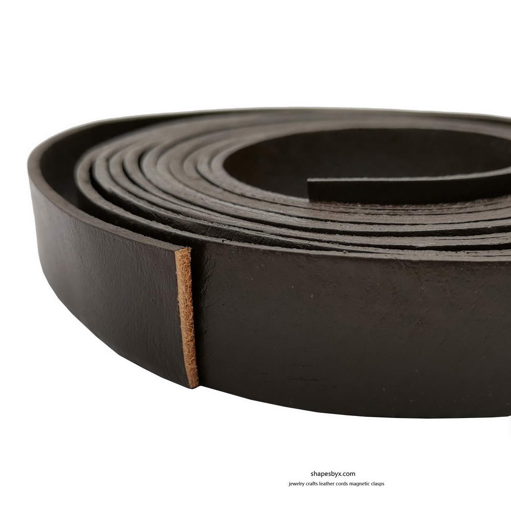 shapesbyX-20mm Flat Leather Strip 20x2mm Genuine Leather Band 2mm Thick Black