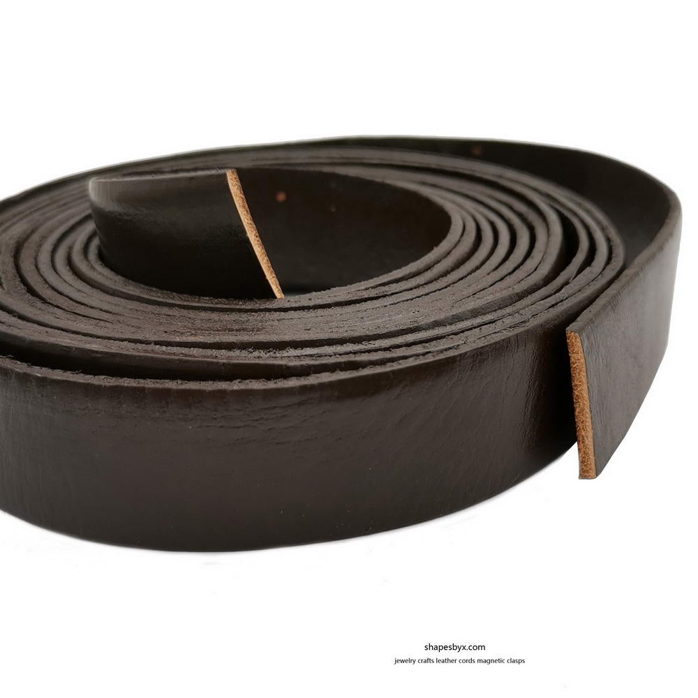 shapesbyX-20mm Flat Leather Strip 20x2mm Genuine Leather Band 2mm Thick Dark Brown