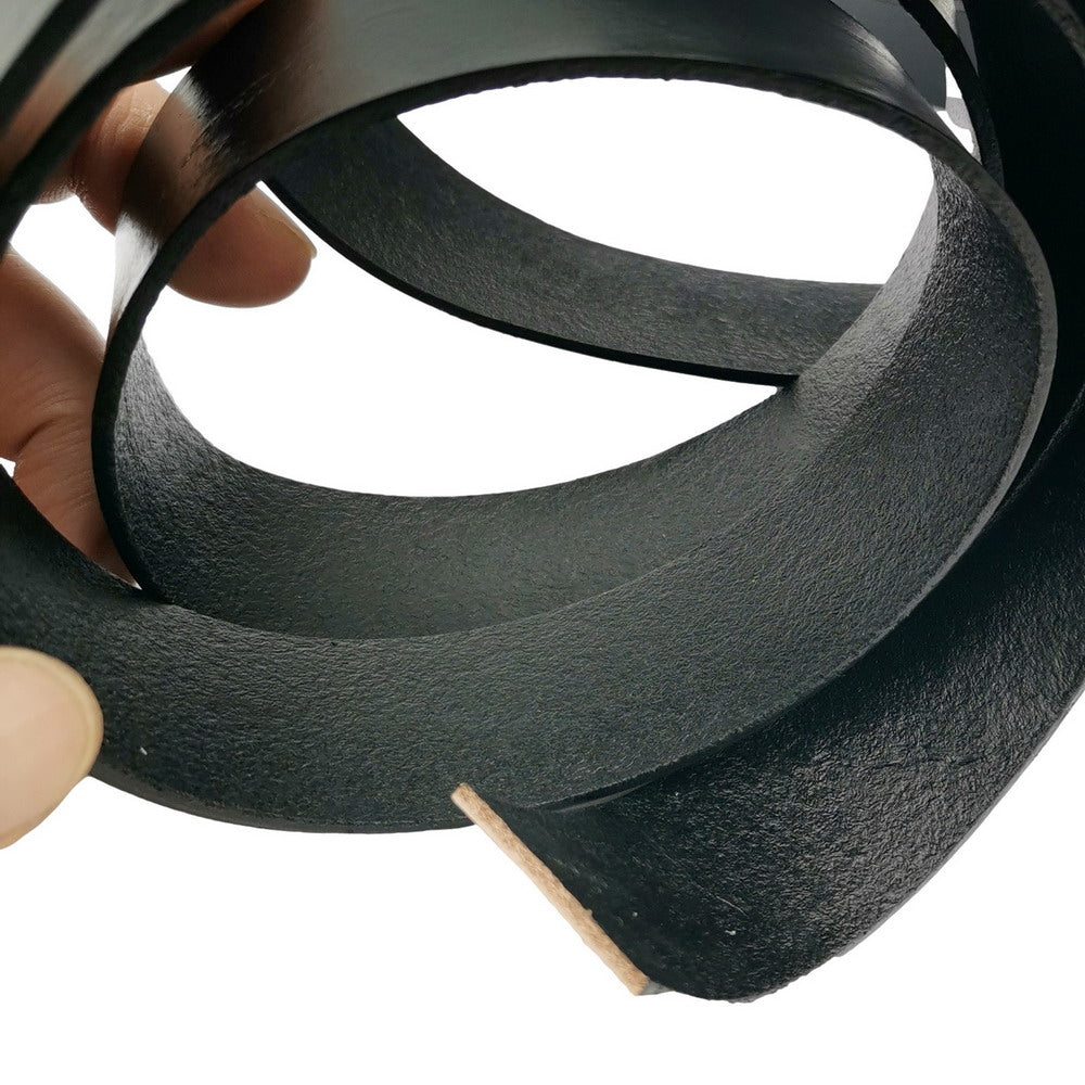 ShapesbyX-25 mm Bande de cuir plate 2,5 cm de large Bande de cuir véritable 2 mm d'épaisseur Noir