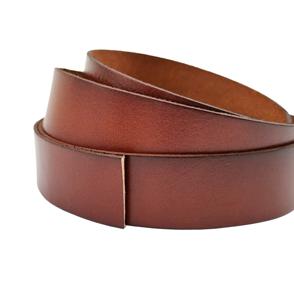 25mm Distressed Brown Flat Leather Strip 1 Inch Wide Genuine Leather Band 2mm Thick