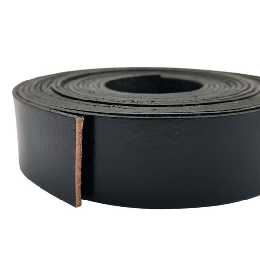 shapesbyX-30mm Flat Leather Strip 30x2mm Genuine Leather Band 2mm Thick Black