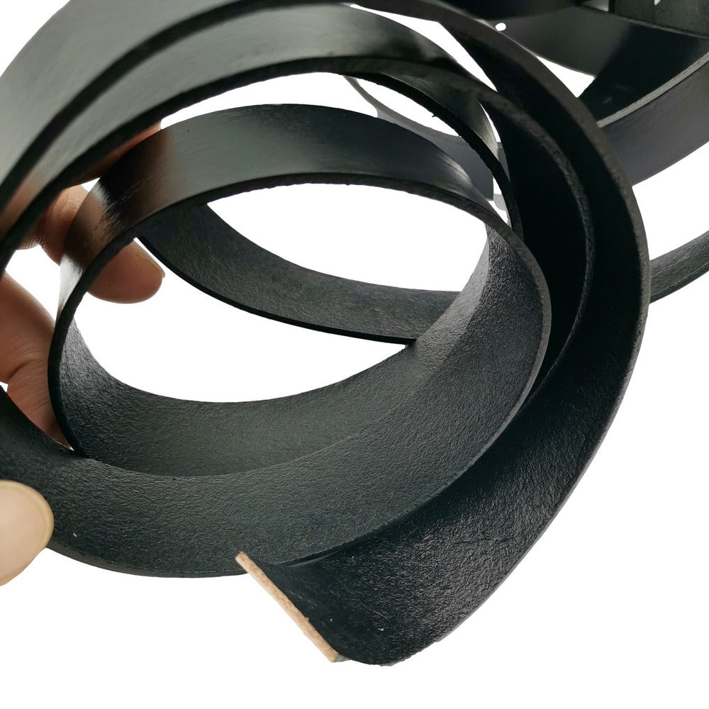 shapesbyX-30mm Flat Leather Strip 30x2mm Genuine Leather Band 2mm Thick Black